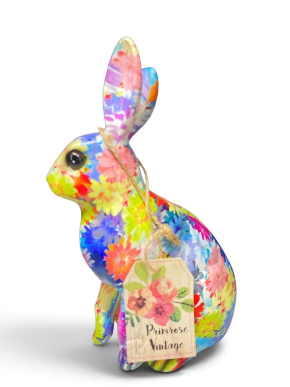 Colorful Floral Bunny Home Accent Decor Piece